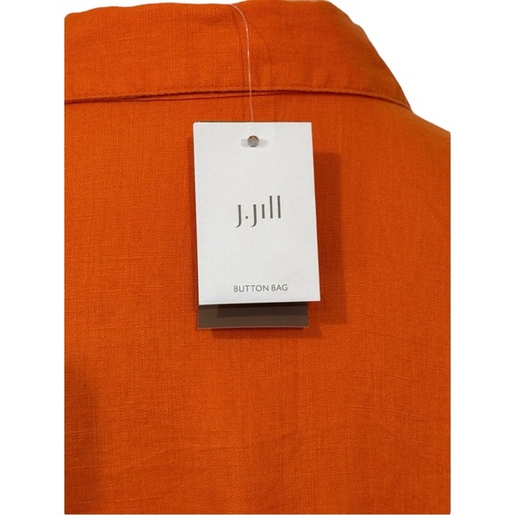 J. Jill Orange Linen Button-Front Dress – Women’s Small, Coastal Minimalist - Picture 5 of 9